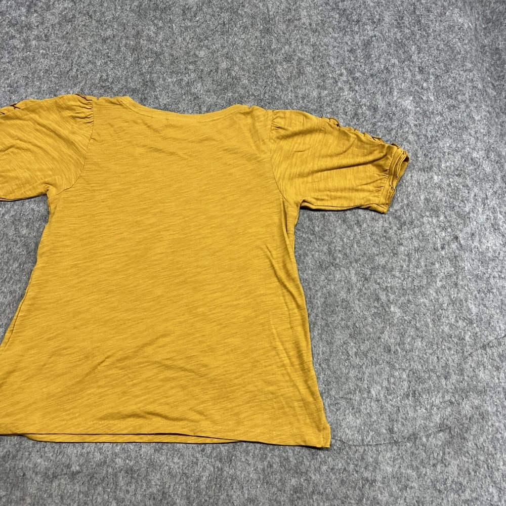 Maeve Shirt Womens XS Yellow Puff Sleeve Ruffle Tee Top Anthropologie Cotton - Picture 13 of 15